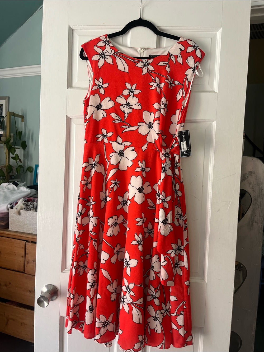 Women’s Red Floral Fit-and-Flare Dress